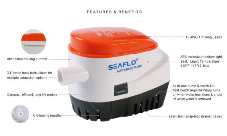 Bilge en lens pomp 12V 35L/min inclusief vlotter - Afbeelding 2