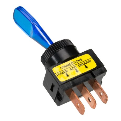 Toggle switch on/off, illuminated, 12V blue