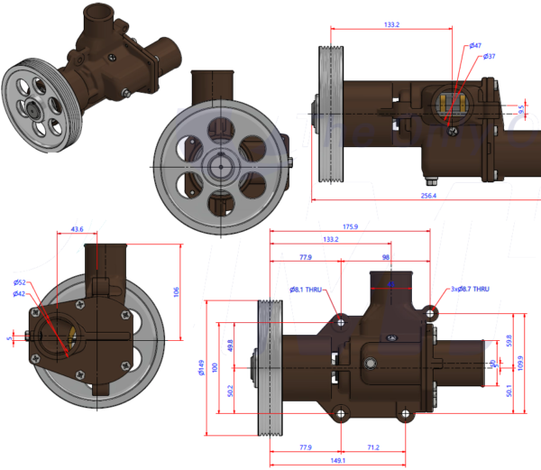 Impeller Pump Volvo Penta D6 Series Cooling Water Pump - AB Marine Service