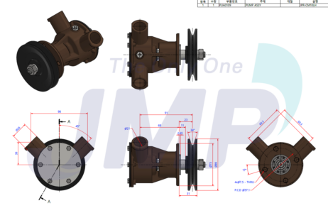 Impeller pump Vetus VH4.65 en VH4.80,  Craftsman Marine CM4.65 and CM4.80 Cooling water pump - Image 2