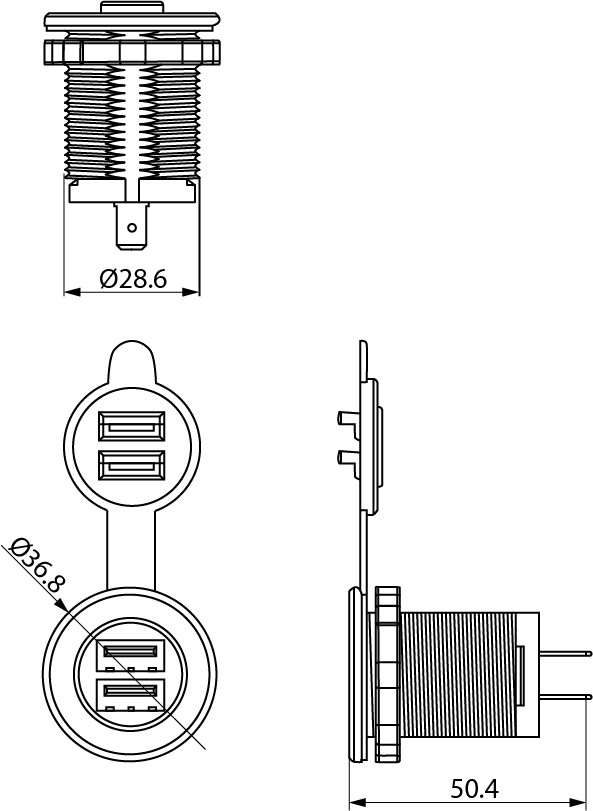 USB Socket outlet 2x Type 29 - AB Marine service