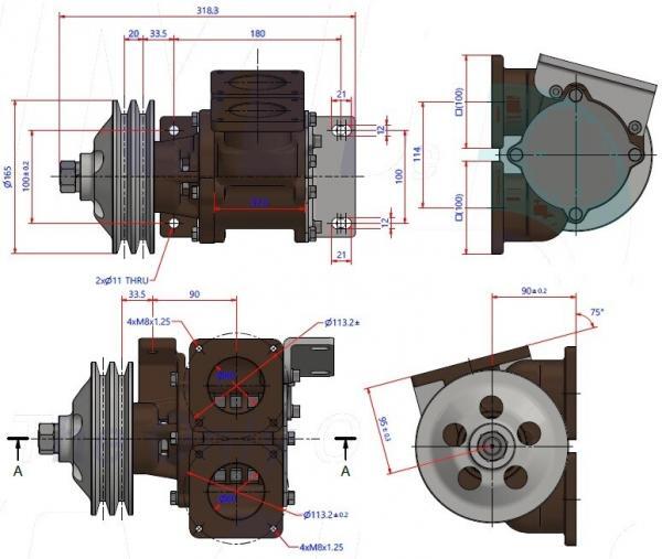 Impeller pump Doosan 4V158, 4V222TI Cooling water pump AB Marine service