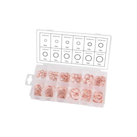 Assortiment Koperring M10 tot M22 voor aan boord 150 delig