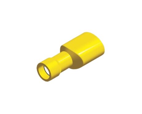 PVC vlakstekkerhuls 6.3X0.8 geel verpakking 5 stuks