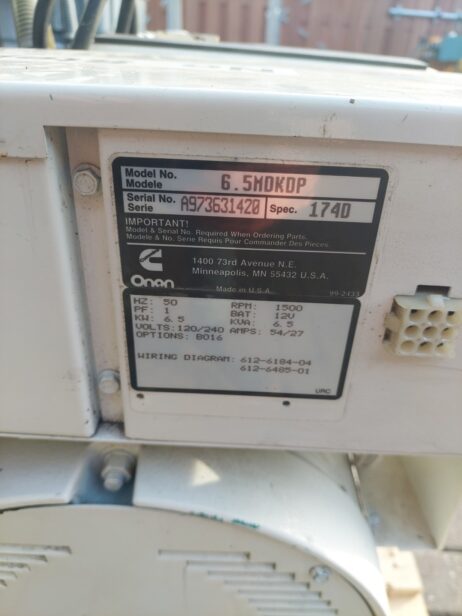 Cummins Onan 6.5kVA  6.5MDKDP Generator (defective, gives only 40V) - Image 8