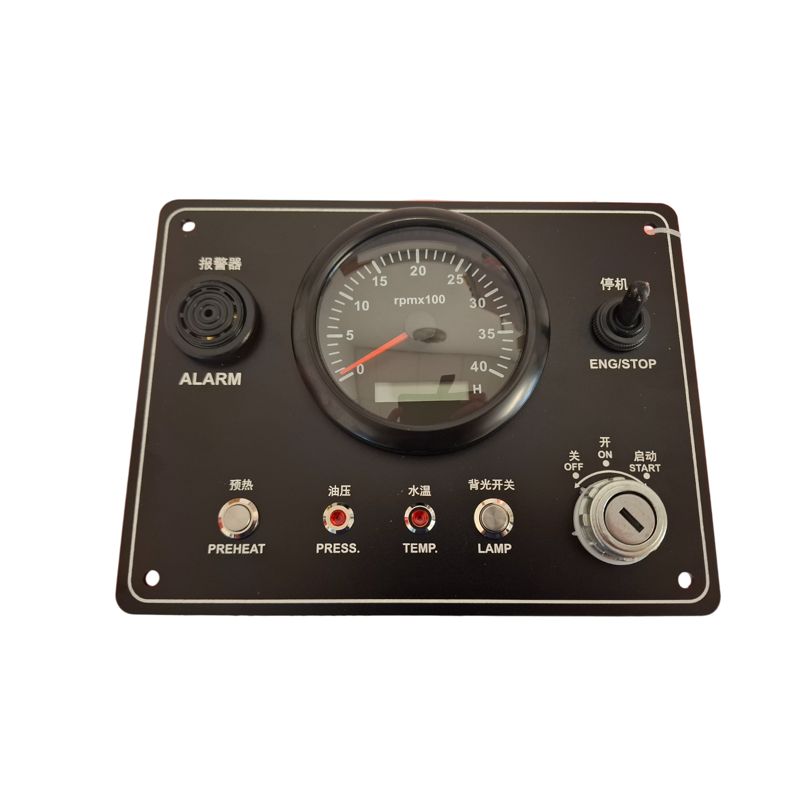 Dashboard 12/24V scheepsmotor zwart  4000Rpm - voorgloei functie