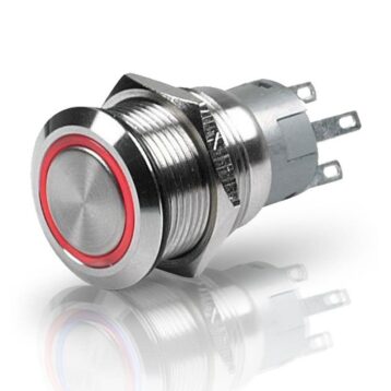 8455 series switch stainless steel 24 volt red, Momentary Main Image