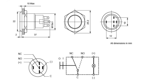 8455 series switch stainless steel 24 volt red, Momentary Third Image