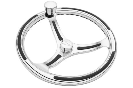 Steering wheel Primus stainless steel cast with finger/rim grip and knob, 34 cm Main Image