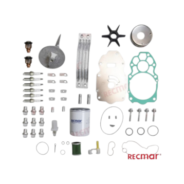 Yamaha maintenance kit with spark plugs, impellers, anodes, fuel filter, gaskets and maintenance parts - RECKITF250D