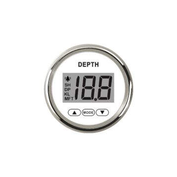 Depth sounder white stainless steel 9-32V with transom transducer