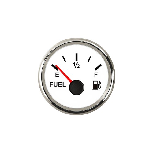 Fuel gauge 9-32V white/stainless steel 0-190Ohm