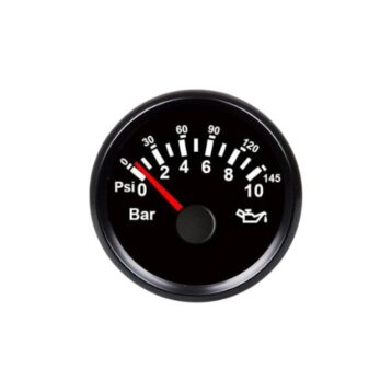 Oliedrukmeter zwart 9-32V 0-10 Bar