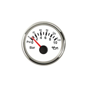 Oliedrukmeter wit/rvs 9-32V 0-10 Bar