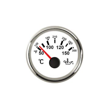 Olietemperatuurmeter wit/rvs 9-32V 150°