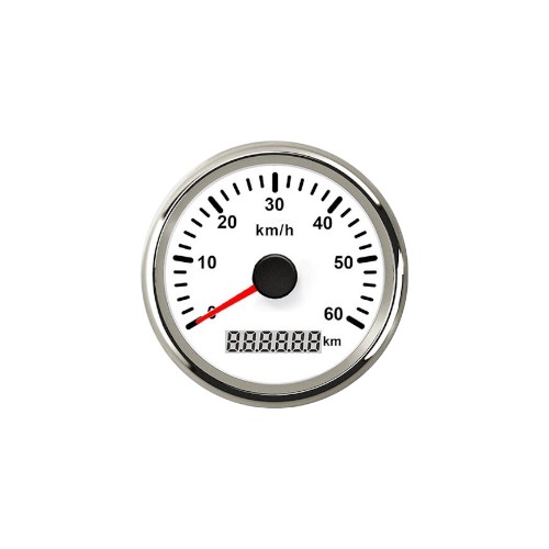 GPS speed meter white/stainless steel 0-60km/h 9-32V