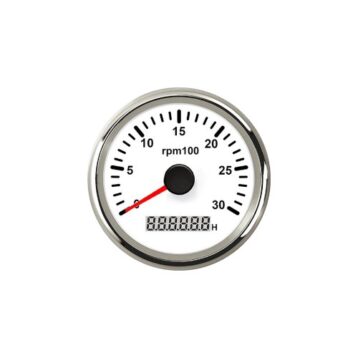 Toeren/urenteller wit/rvs 9-32V 0-4000rpm
