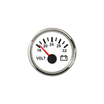 Voltmeter wit/rvs 18-32V
