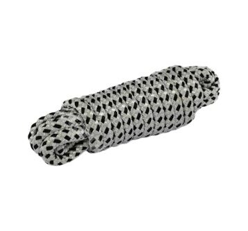 Polyester mooring line white/black 12mm 16 strings 10 meters