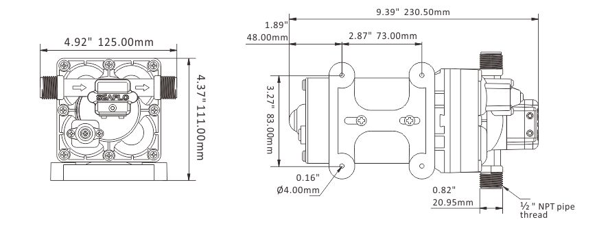 Membraanpomp 24V 15,1 L/min 3,8 bar – Compacte Waterpomp - Afbeelding 8
