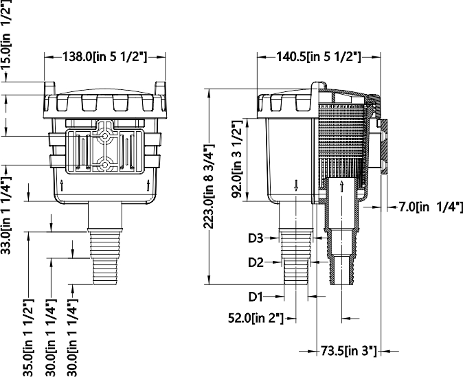 Wierfilter wierpot boot 25mm 32mm 38mm tot 200L binnenboordmotor - Afbeelding 2