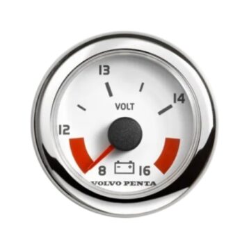 Volvo Penta battery voltage gauge 8-16V, white - 881658
