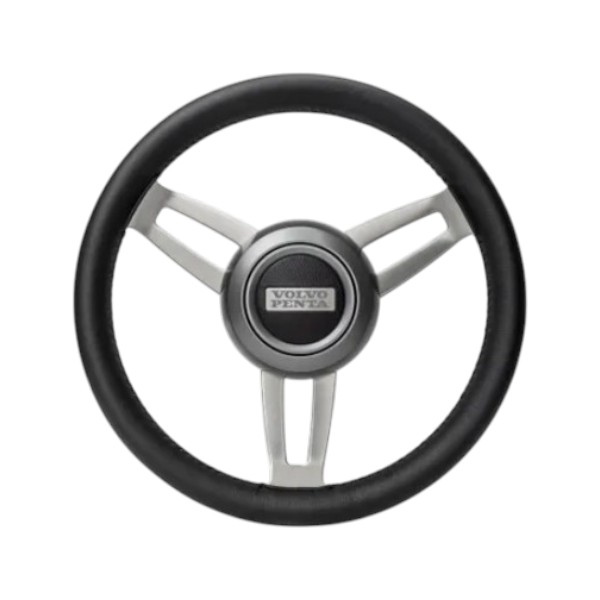 Volvo Penta leather/satin grey steering wheel 350 mm - 23799729